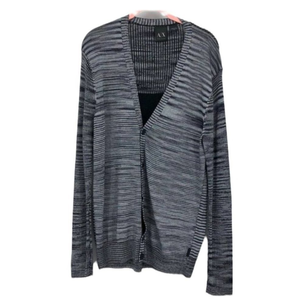 Armani Exchange grey purple space dye button front rayon cardigan